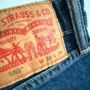 Men's Levis 559 Relaxed Straight Fit Denim Blue Jeans 38x34